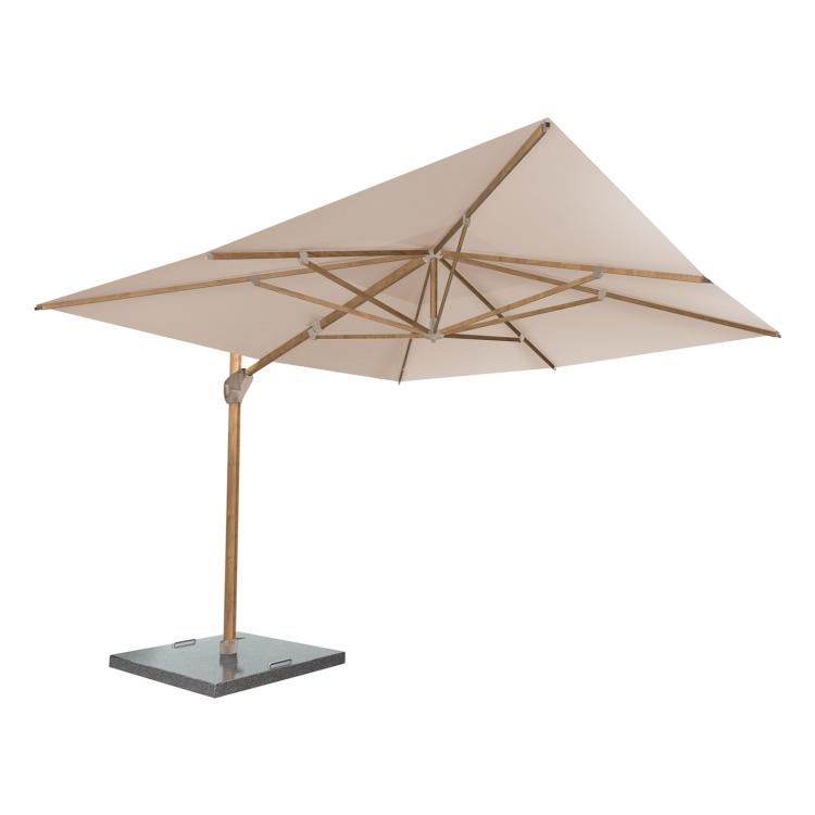 Parasol Hacienda 300 x 400 cm. sable avec cadre aspect bois